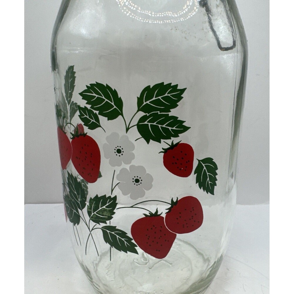 2 Carlton Glass Jar Canister 10” & 9” Bail Lid Strawberries 2 L 1.5 L USA - Picture 4 of 16
